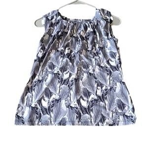 Andre Marc Scoop Black,‎ Grey, and White Leaf Pattern Blouse